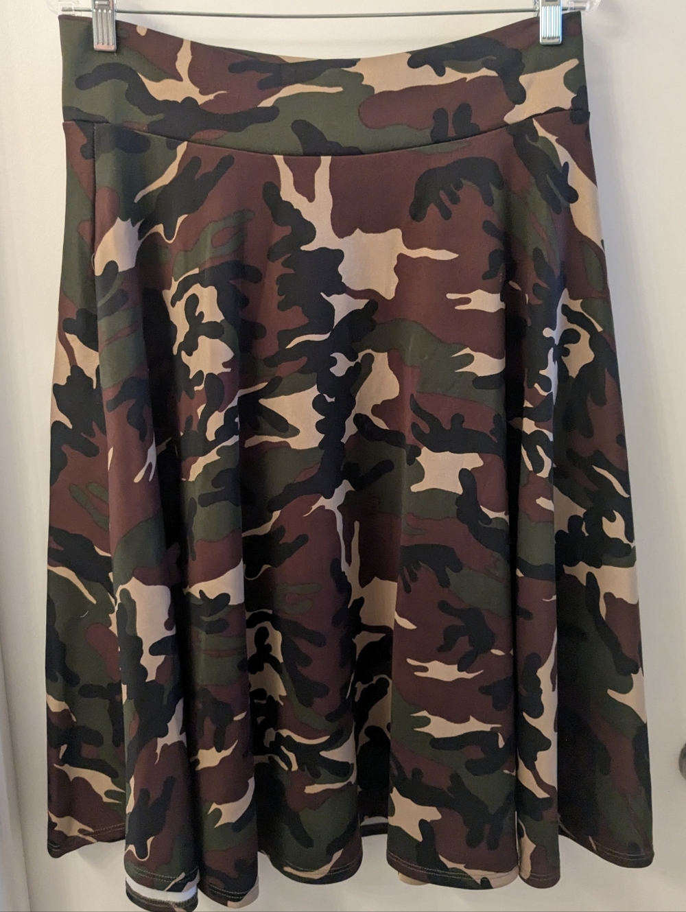 Agnes & Dora Camouflage Circle Skirt in Olive, Brown & Tan
